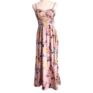 Band of the Free Pink Floral Coquette Romance Sweetheart Bustier Maxi Dress Med